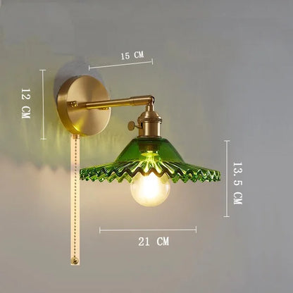 DecorBites™ Clear Glass LED Wall Light Copper Pull Chain Switch Modern Wandlamp
