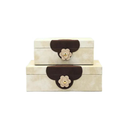 DecorBites™ Handmade Flowers Leather Jewelry Box Makeup Organizer Home Decor