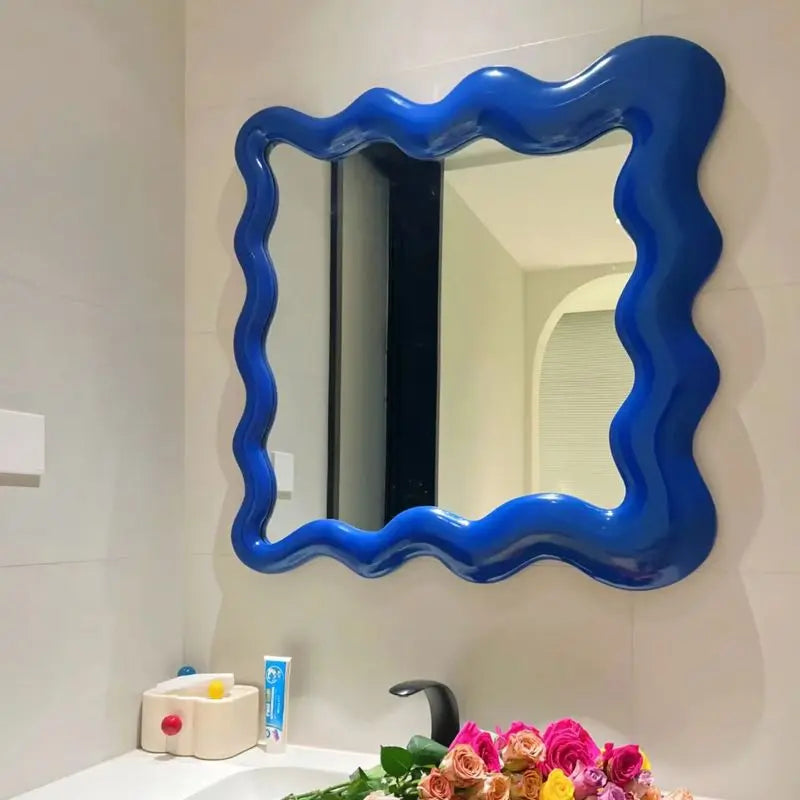 Espejo DecorBites™ Cream Cloud Wave, para colgar en la pared, ideal para la decoración del baño y el dormitorio.