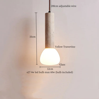 Luces colgantes LED de Piedra de Vidrio Decorbites™ - Travertino Amarillo Lámpara Vintage Colgante