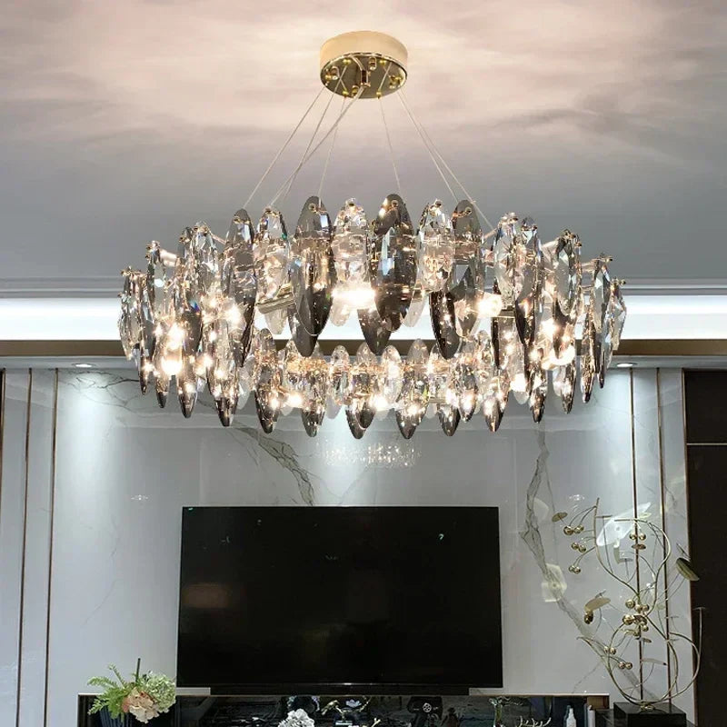 DecorBites™ Crystal Ceiling Chandelier LED Modern Luxury Lighting for Living Dining Bedroom