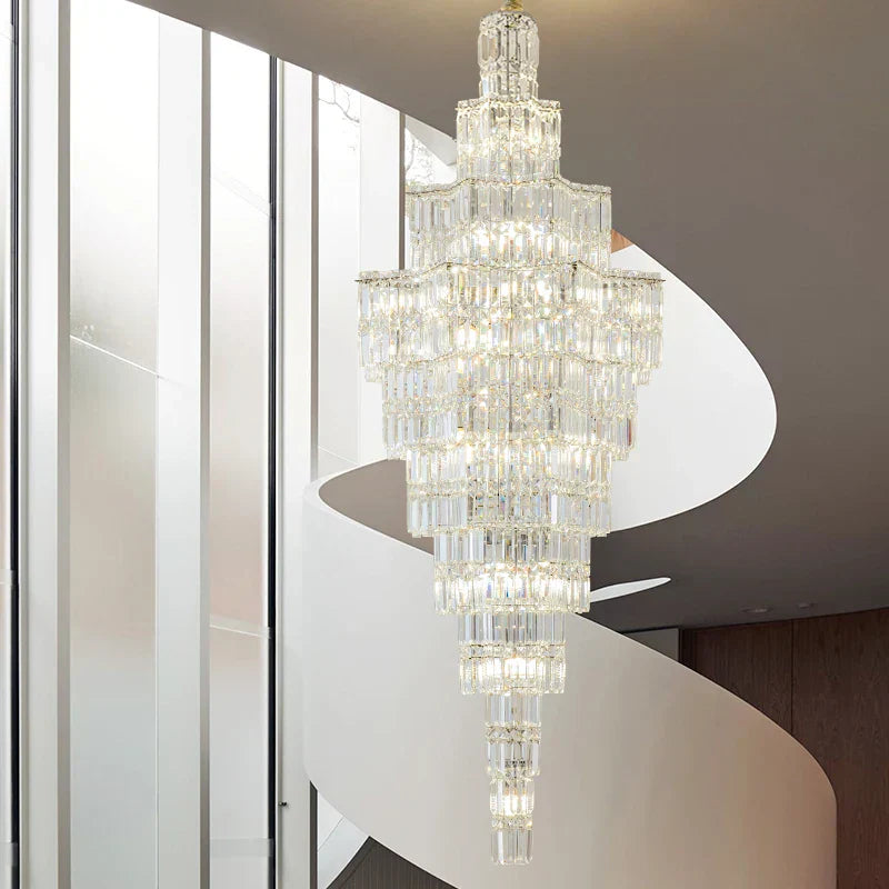 DecorBites™ Crystal Staircase Chandelier: Luxury European Style for Villa Living Room