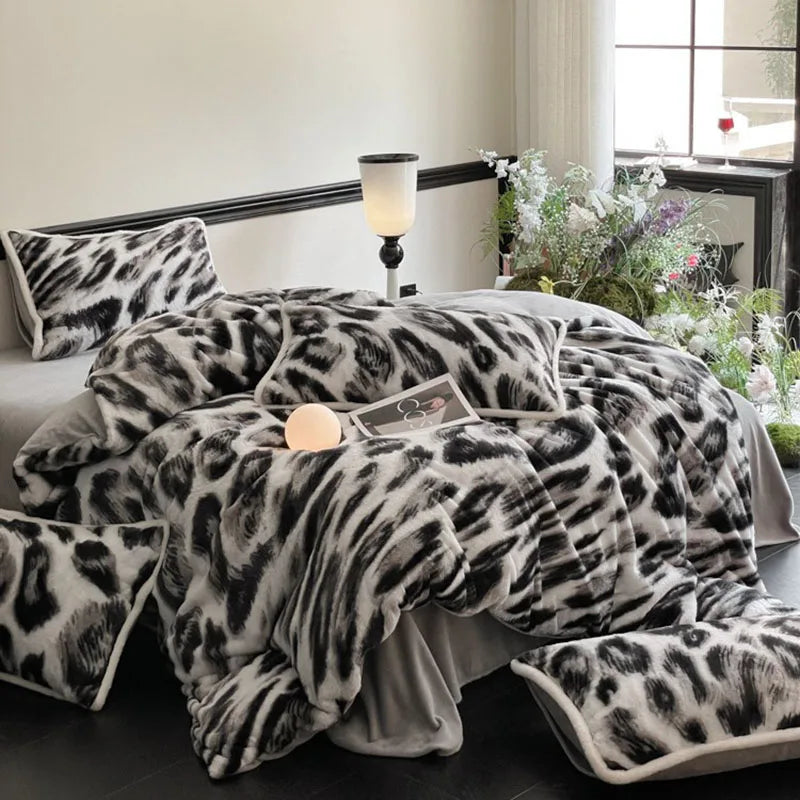 Juego de cama DecorBites™ Cozy Rabbit Hair, edredón tamaño Queen para un confort de lujo en invierno