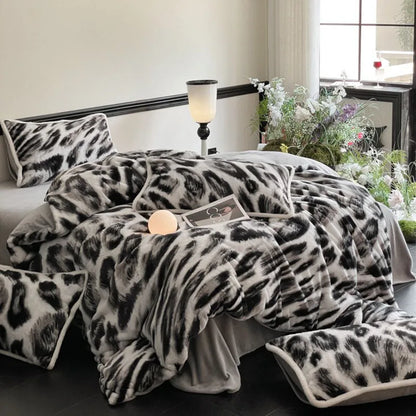 Juego de cama DecorBites™ Cozy Rabbit Hair, edredón tamaño Queen para un confort de lujo en invierno