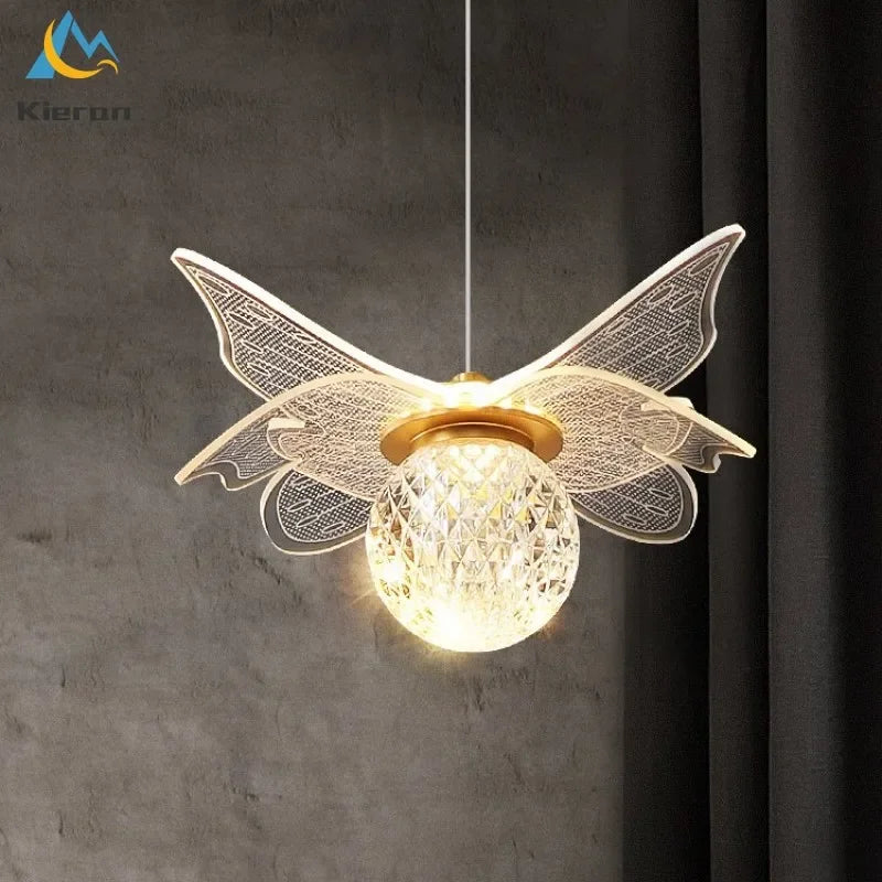 DecorBites™ Butterfly LED Chandelier Copper Pendant Light for Bedroom Living Room Decoration