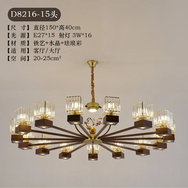 DecorBites™ Crystal Dining Room Chandelier with Spotlights for Hotel Club Ballroom