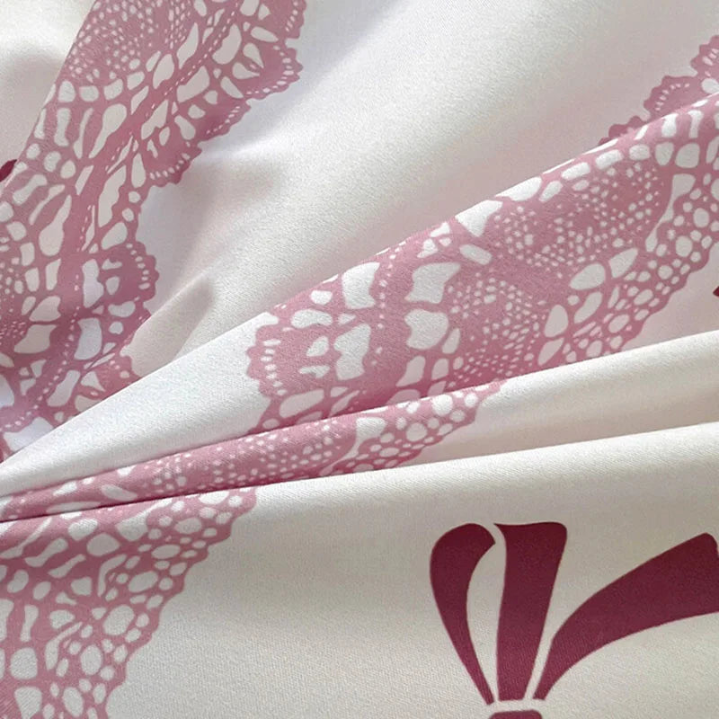 DecorBites™ Lace Printed Duvet Cover Set - Elegant, Cozy Bedding for Single & Double Beds
