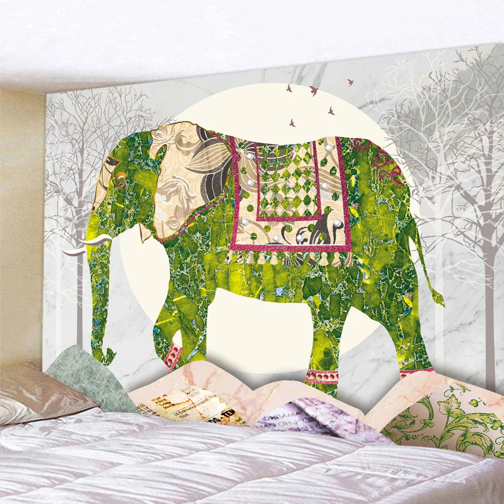 DecorBites™ Elephant Tarot Psychedelic Tapestry for Home Decor and Yoga Room Zen Vibes
