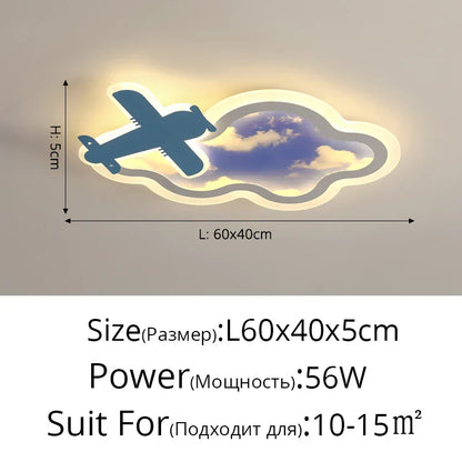 DecorBites™ Blue Sky Airplane Chandelier: Kids Study Room Decoration & Dimmable Indoor Lighting