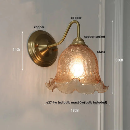 DecorBites™ Clear Glass Wall Sconce LED Lights Modern Nordic Copper Bedside Lamp