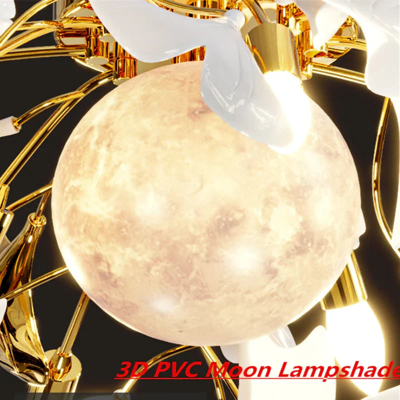 ثريا سقف LED معدنية من الأكريليك على شكل أوراق الجنكة من DecorBites™ لغرفة المعيشة المنزلية