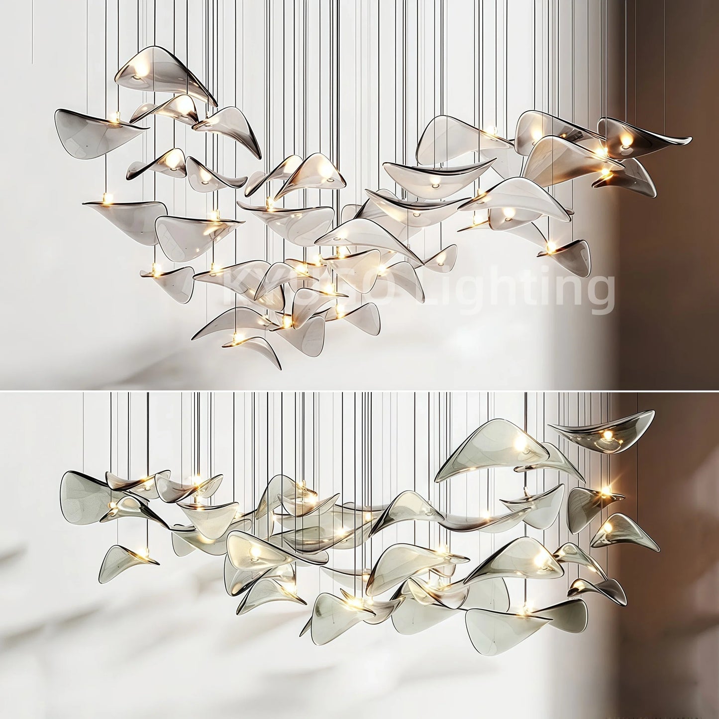 Nordic Lotus Leaf Art Glass Pendant Light