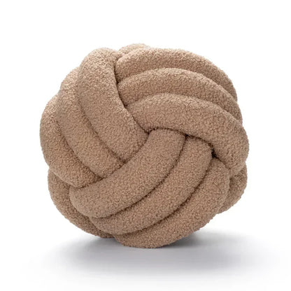 Decobites Lamb Fleece Sofa Bed Pillows, High-End Knotted Ball Cushions for Elegant Living Room Decor