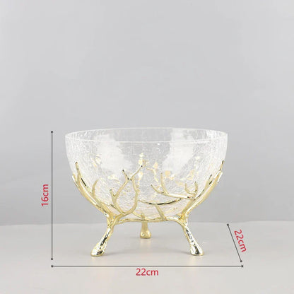 DecorBites™ Golden Branches Glass Bowl Set for Home Kitchen Desserts and Snacks