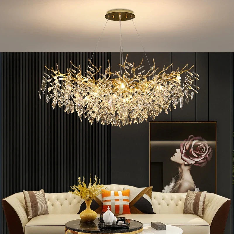 Decorbites™ Candelabros de Cristal Dorado para Comedor Lámpara Colgante de Rama Iluminación Grande