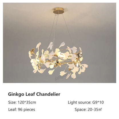 DecorBites™ Classic White and Gold Leaf Pendant Lamp for Living Room Dining Room Lighting