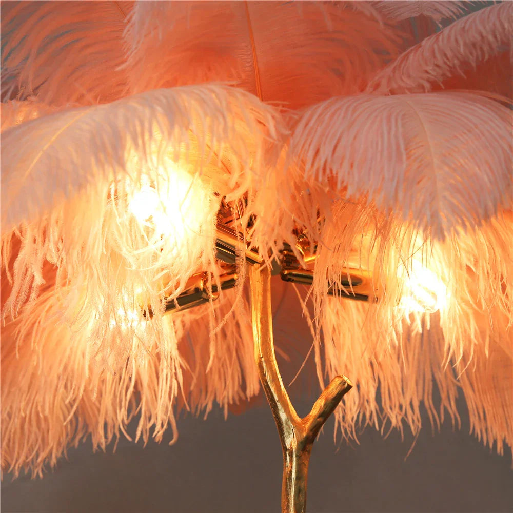 DecorBites™ Elegant Ostrich Feather Floor Lamp for Home Decor & Lighting