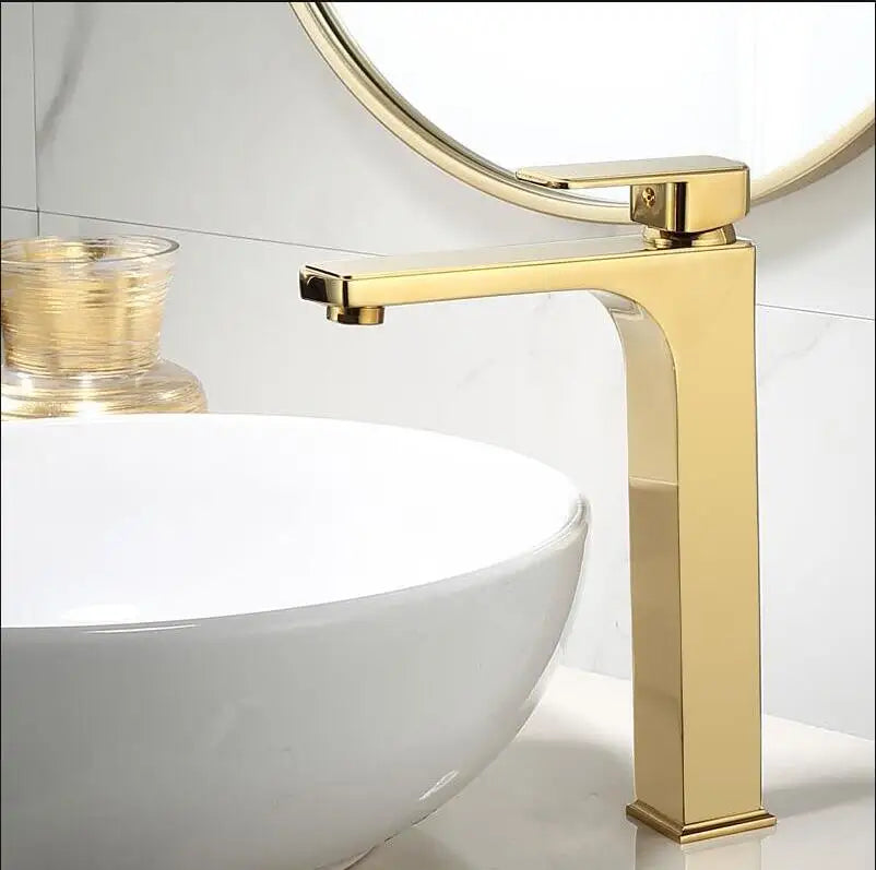 Decorbites™ Grifo de Lavabo Dorado: Grifo de Fregadero de Baño de Una Manija y Mezclador de Lavabo de Latón