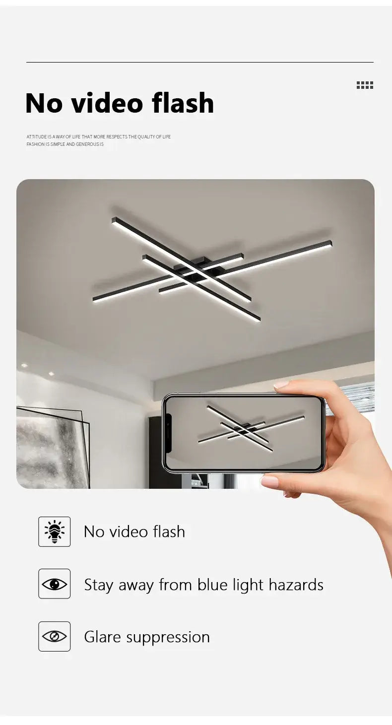 DecorBites™ Modern Black LED Chandelier Lights for Bedroom and Living Room