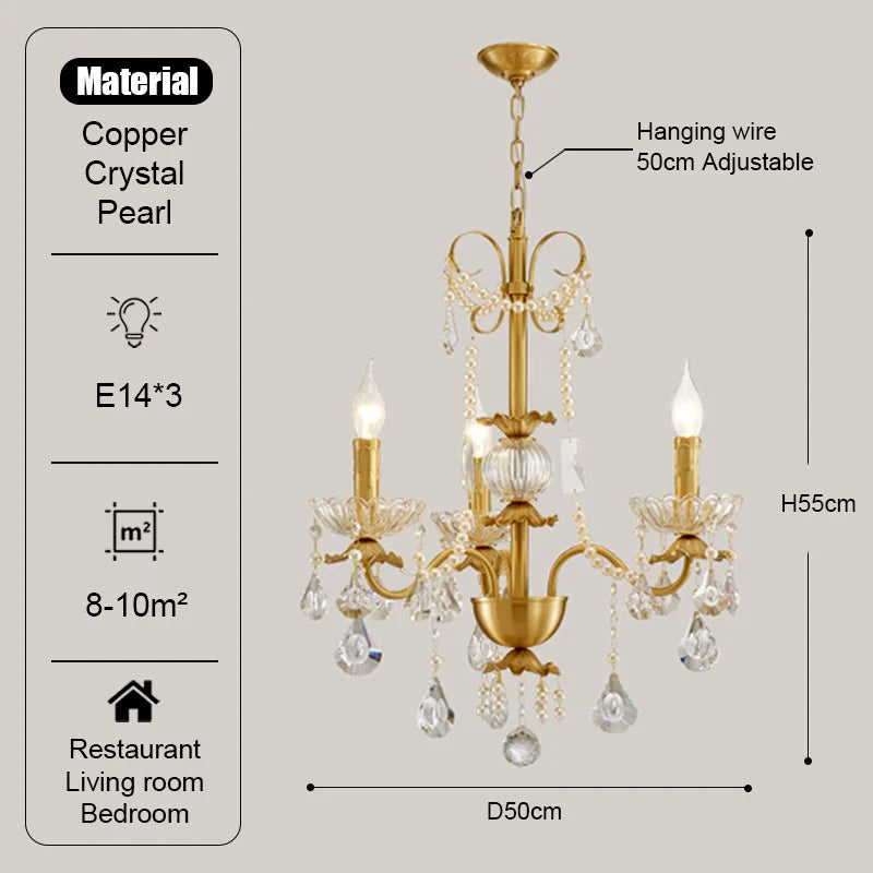 DecorBites™ Gold Brass Crystal Chandelier - Luxurious Candle Lights for Villa Living Room