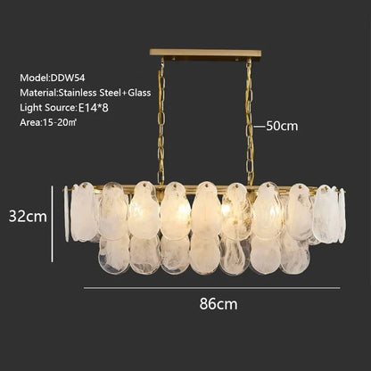 DecorBites™ Cloudy Glass Chandeliers: Modern LED Lustre Indoor Lighting for Living Room Décor