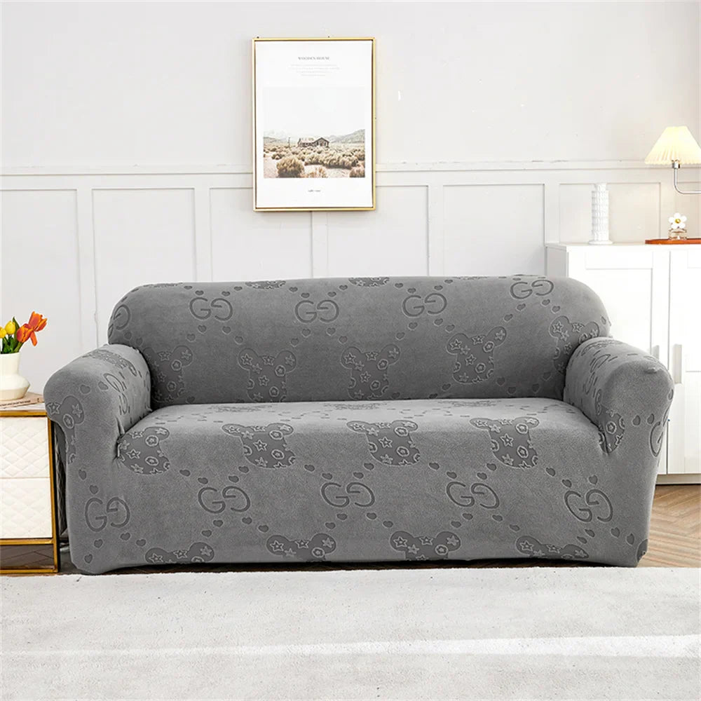 Decobites Thick Velvet Sofa Cover: 1/2/3/4 Seats Stretch Slipcover Protector