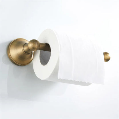 DecorBites™ Bronze Bathroom Accessories Set: Towel Rack, Toilet Brush Holder, Soap Dish, Towel Shelf