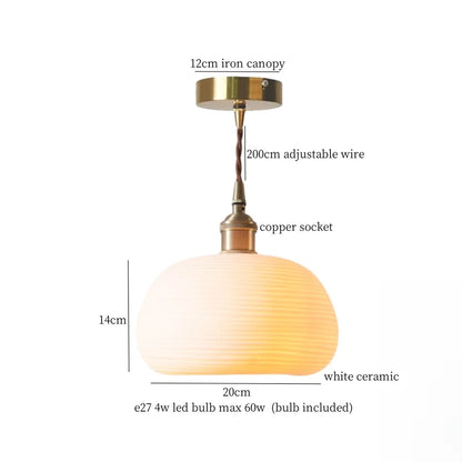 DecorBites™ Ceramic LED Pendant Light: Modern Brass Hanging Lamp for Home Decor