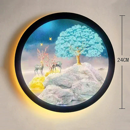 Decorbites™ Industrielle Acryl-Runde Wandlampe | Vintage Wandleuchten mit Wandmalerei für Schlafzimmerdekoration