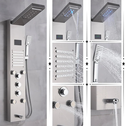 DecorBites™ LED Rainfall Shower Panel System with Temperature Screen & Massage SPA