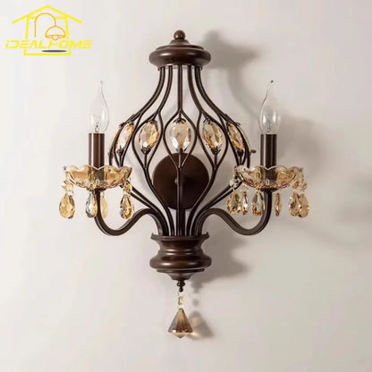 Lámpara de pared DecorBites™ Crystal Candle LED E14 de hierro forjado para sala de estar, dormitorio o bar