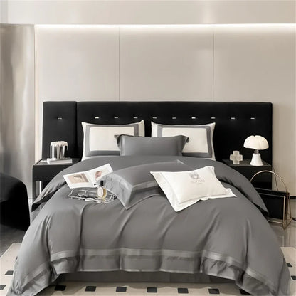 DecorBites™ 1000TC Egyptian Cotton Embroidered Bedding Set, Queen King Size Duvet Cover Set