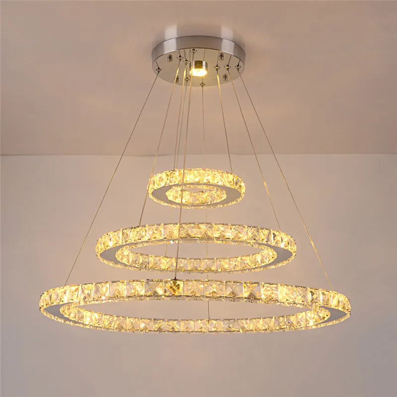 DecorBites™ Crystal Rings LED Chandelier Pendant Light Fixture