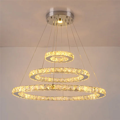 DecorBites™ Crystal Rings LED Chandelier Pendant Light Fixture
