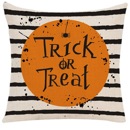 DecorBites™ Halloween Linen Cushion Cover for Living Room Decor and Sofa - Trick or Treat