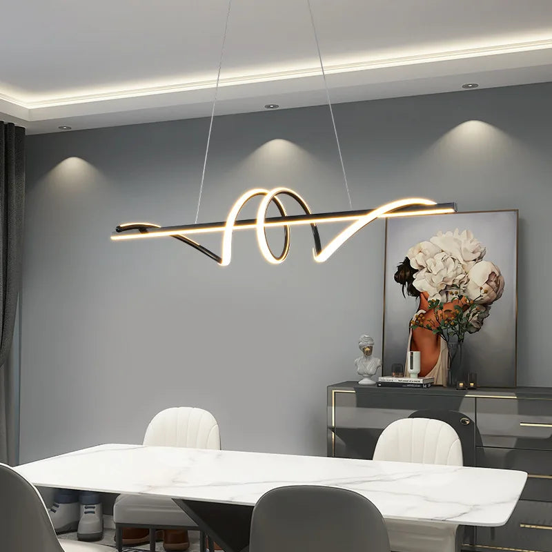 Black LED Pendant Light 120cm 68W Dimmable
