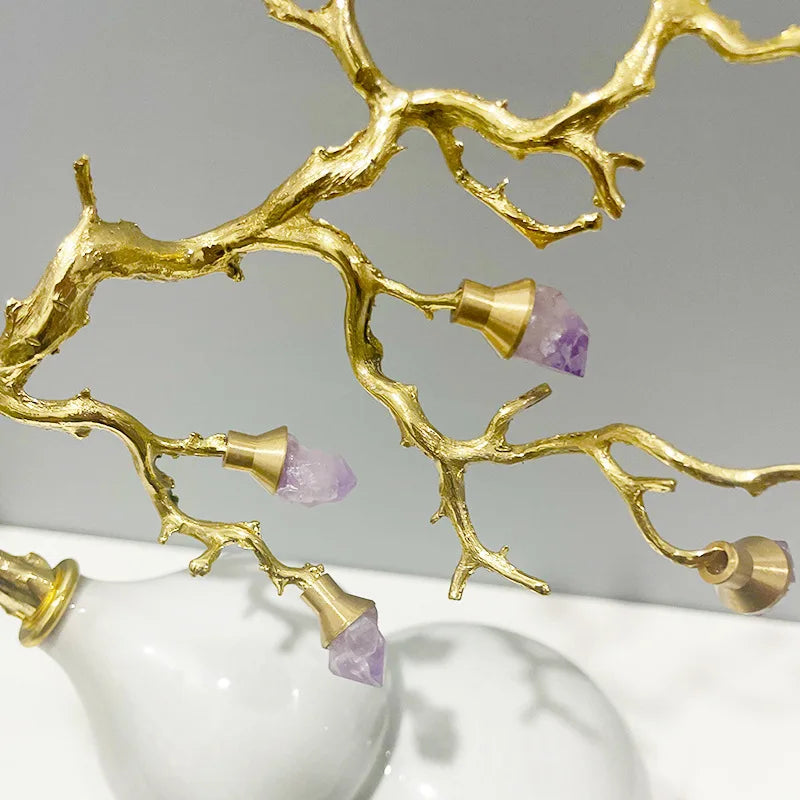 DecorBites™ Gourd Crystal Sculpture Metal Plant Statues Home Decoration