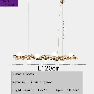 Nordic LED Pendant Lamp Gold 9-Head Elongated
