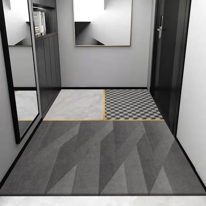 DecorBites™ Grey Crystal Velvet Entrance Rug - Luxe Absorbent, Anti-Slip, Easy-Clean Living Room Carpet