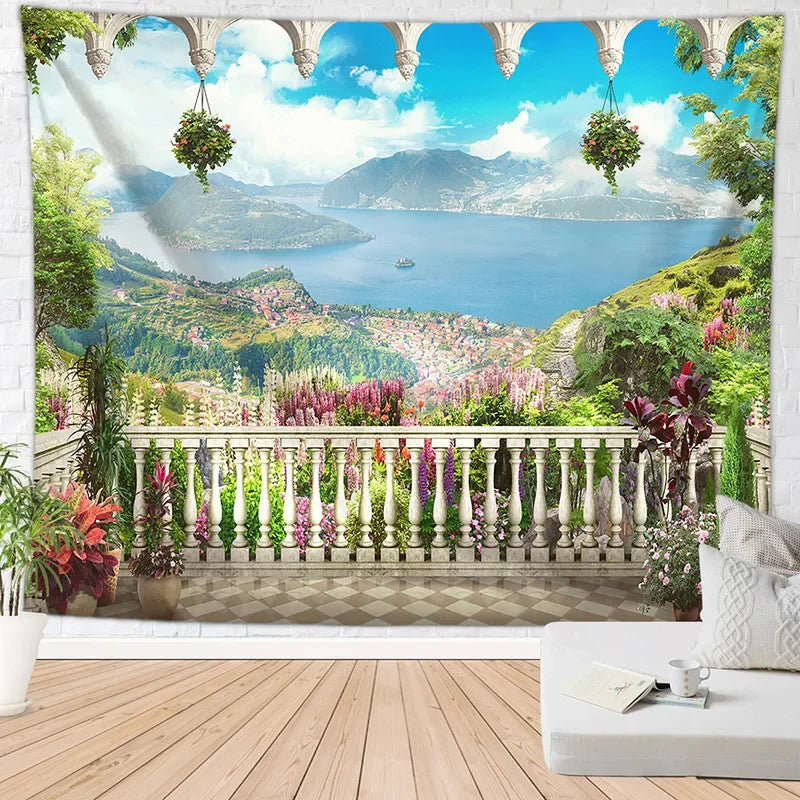 Decobites Vacation Landscape Tapestries: Customizable Fabric Decor for Living Room and Bedroom