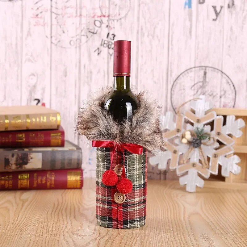 Christmas Wine Bottle Cover Merry Christmas Decorations For Home 2024 Cristmas Ornament Xmas Navidad Gifts Happy New Year 2025