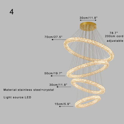 DecorBites™ Crystal Ring Chandelier - Color Changing LED Modern Luxury Hanging Lamp