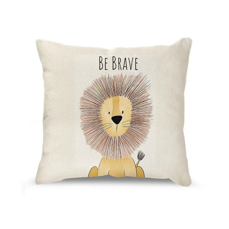 DecorBites™ Cartoon Animal Linen Pillowcase | Home Decor Throw Pillow Covers for Sofa