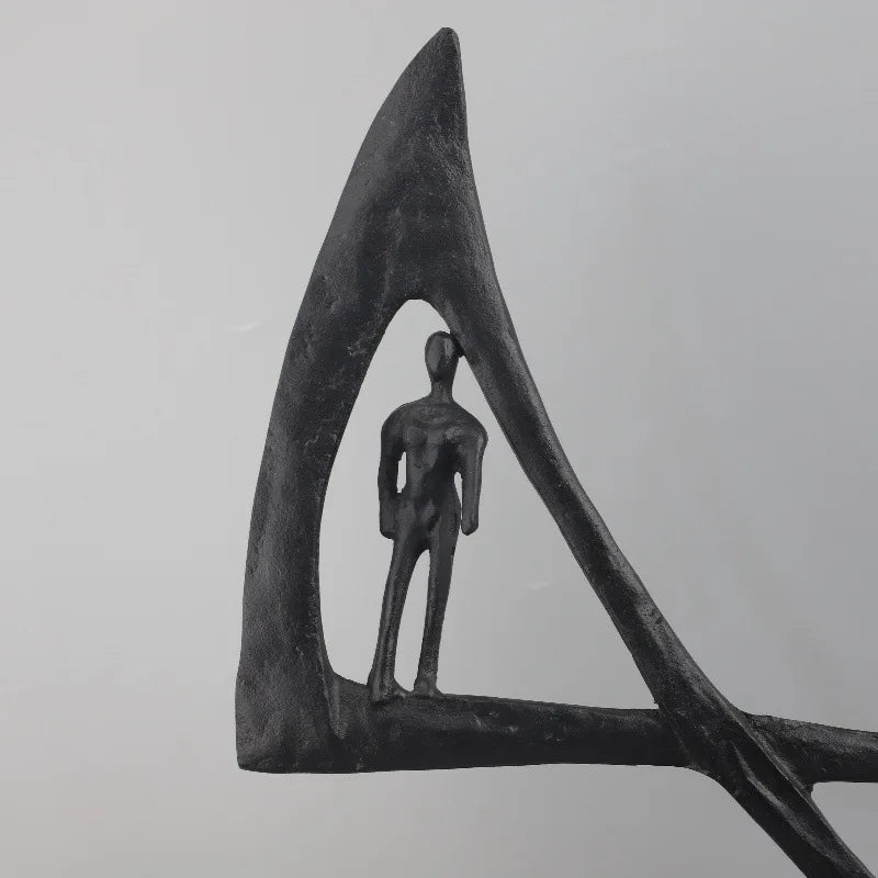 ديكوربايتس™ - تمثال هندسي من الحديد الزهر لزوجين لديكور المنزل