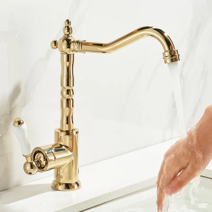 DecorBites™ Gold Black Brass Bathroom Kitchen Faucet - Sink Mixer for Hot Cold Water