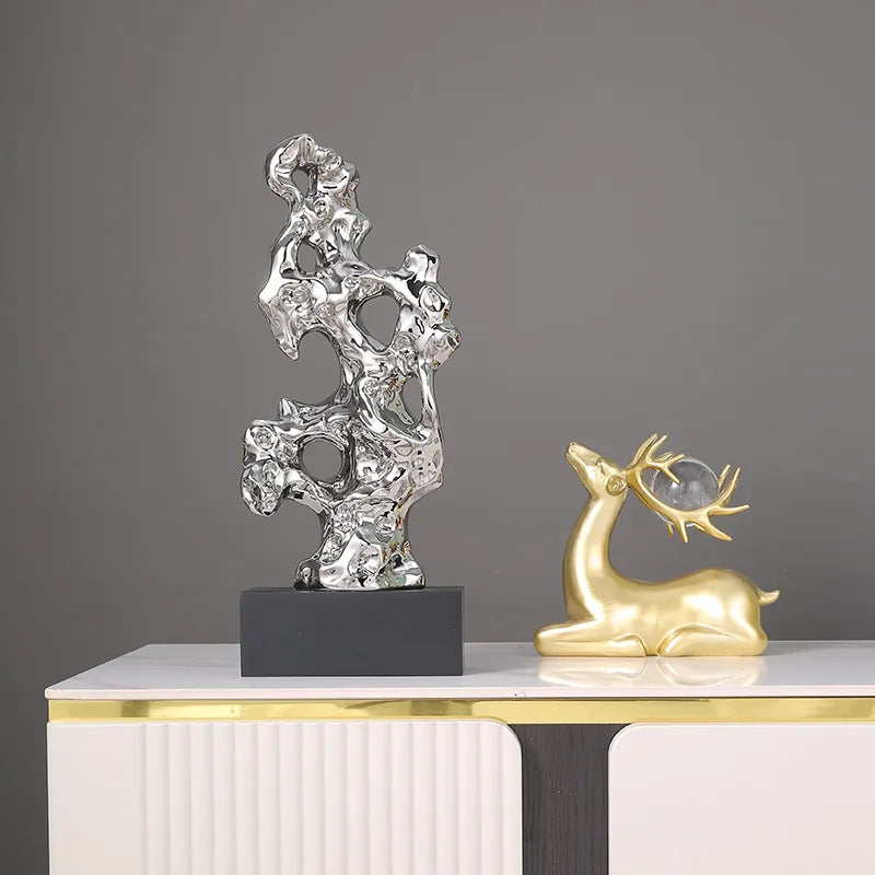 Decorbites™ Goldene Hohlstein-Statue Korallen-Skulptur Wohnungsdekoration Figuren