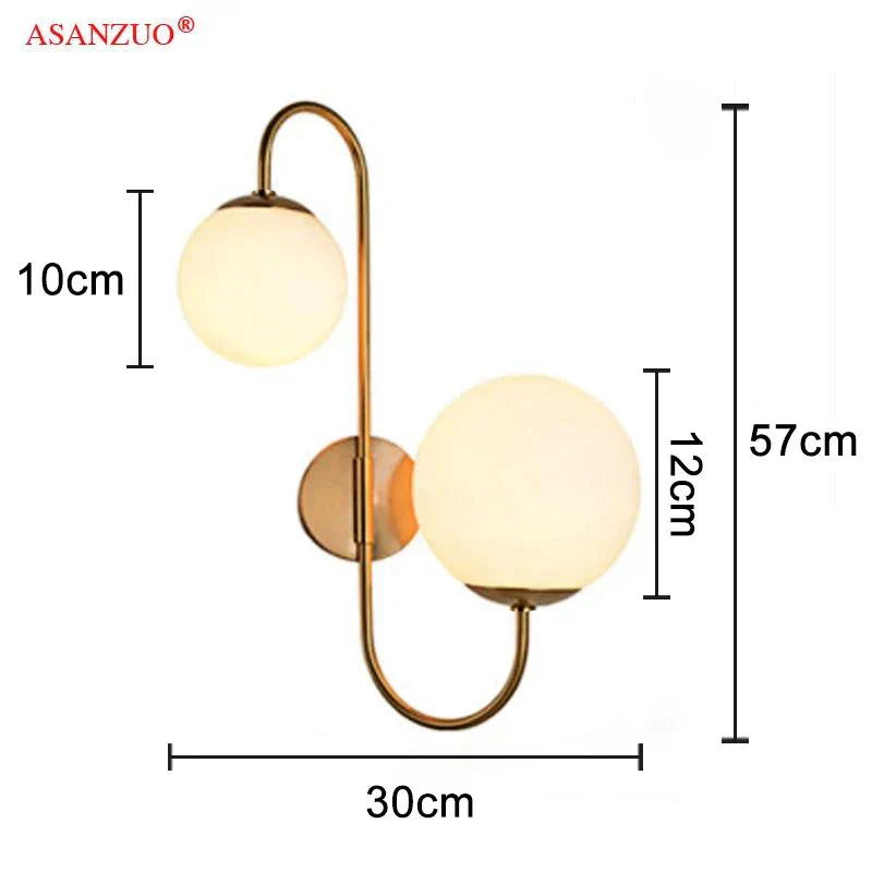 DecorBites™ Gold Glass Ball Wall Sconce LED Round Ball Wall Lamp