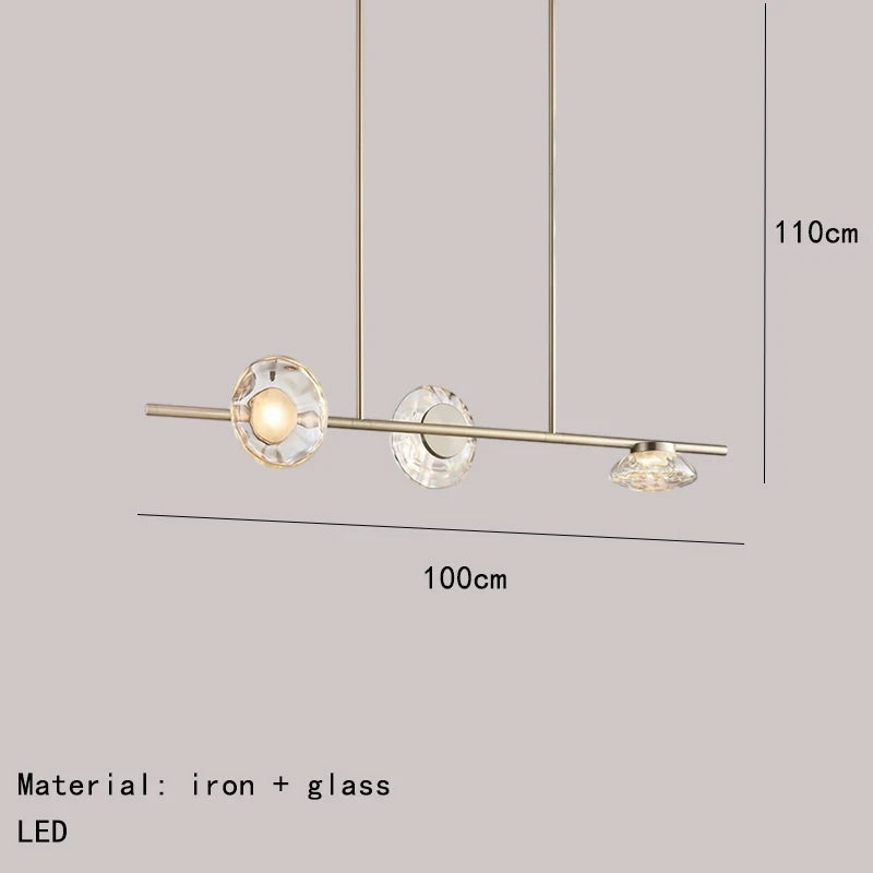 DecorBites™ Glass LED Chandeliers Gold Metal 3000K: Restaurant Parlor Kitchen Dining Lighting
