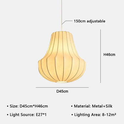 Japanese Wabi-Sabi White Silk Knitted Pendant Light