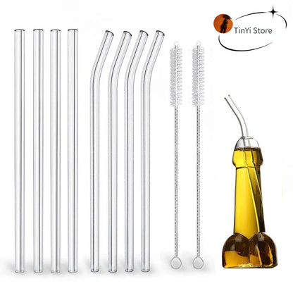 DecorBites™ Glass Straw Set for Smoothies Cocktails Bar - Reusable, High Borosilicate Straw